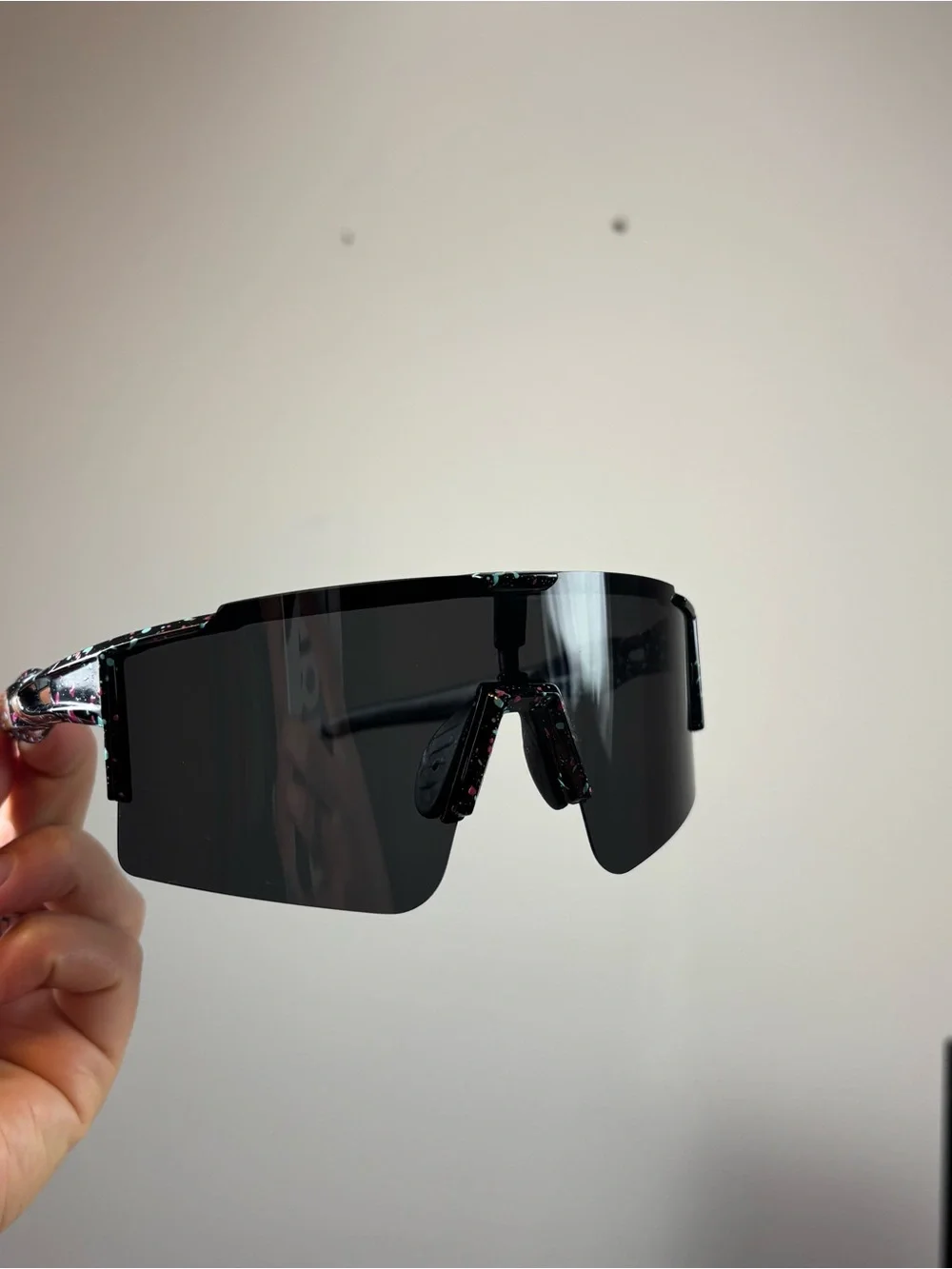 Black polarized sunglasses running baseball
